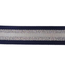 Gurtband 38 mm - dunkelblau / silber lurex