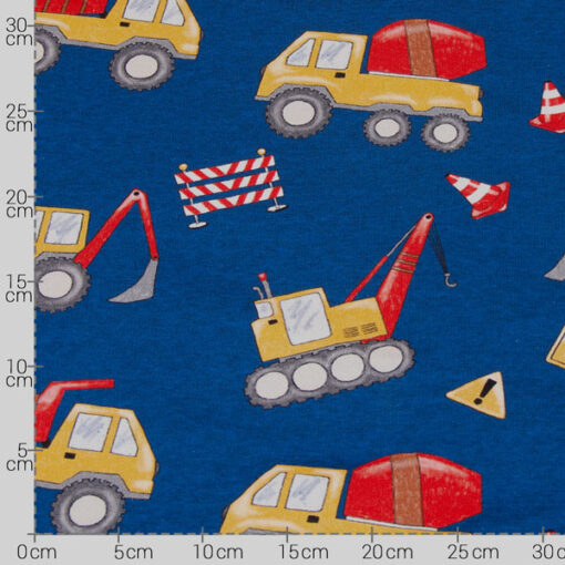 Baumwolljersey- "Baustelle " Hilco - blau / bunt