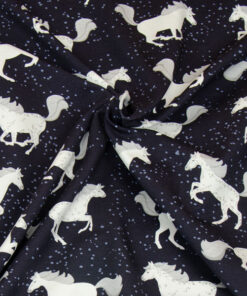 Baumwolljersey- "white horse" Hilco - blau / weiss