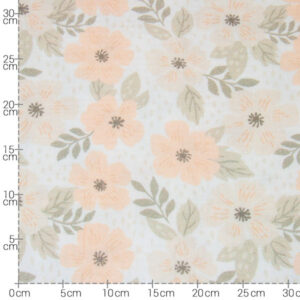 Double Gauze "Pastell Blumen" Hilco - apricot / weiss