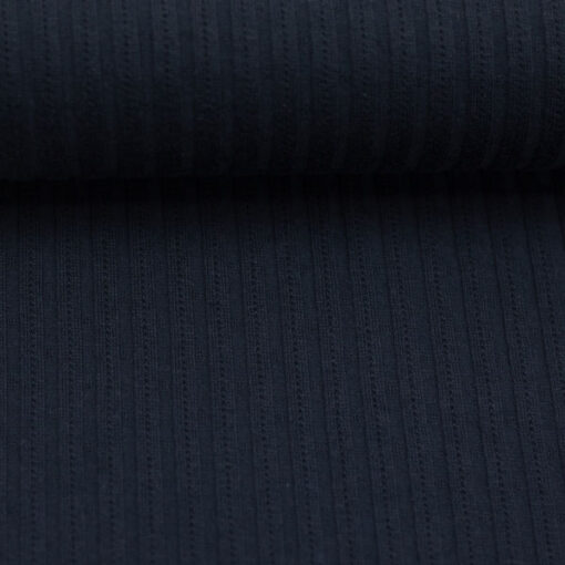 Baumwolle Lochstrickjersey "Florenz" - uni dunkelblau