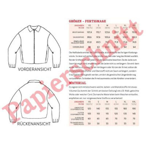 Papierschnittmuster "Frau Ebba" Jacke Gr 146 - 48 - Studio Schnittreif