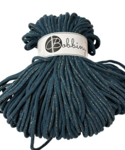 5 mm PREMIUM - Makramee Kordel / Schnur von Bobbiny - golden peacock blue