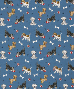 Baumwolljersey- "Cats & Dogs by Sabine Marshall" - blau / bunt