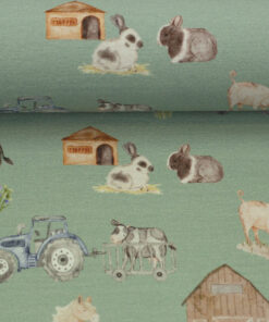 Jersey Baumwolle - "Farm by Christiane Zielinski"- lindgrün