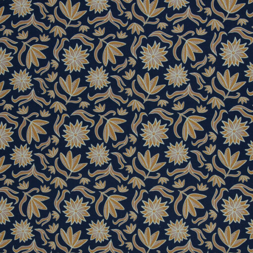 Baumwollcanvas - "Retro Flowers by Emjo Design" - blau / senf