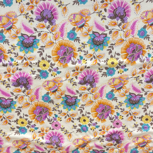 French Terry "exotic forest " Hilco - apricot / pink /türkis