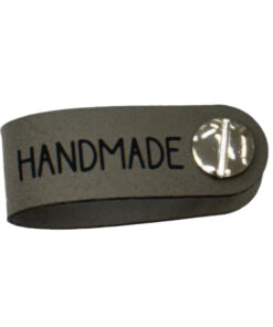 Kunstleder Label "Handmade" mit Buchschraube - grau