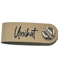Kunstleder Label "Unikat" mit Buchschraube - natur