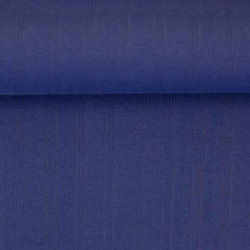 Ajourjersey Baumwolle - "Tiana" uni - blau