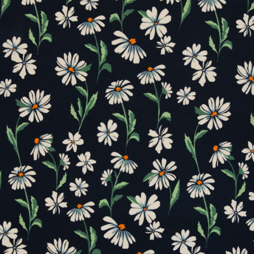 Viskosejersey - "Sizilien" Blumen - blau / weiss