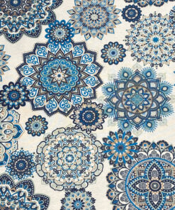 50 cm beschichtete Baumwolle - Mandala - blau / weiss