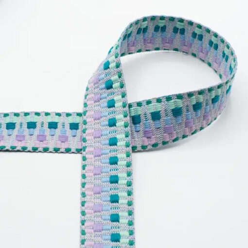 Gurtband 40 mm - Baumwolle / Polyester - türkis / flieder