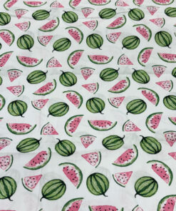 Baumwolle - Melone - weiss / bunt
