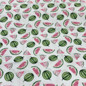 Baumwolle - Melone - weiss / bunt