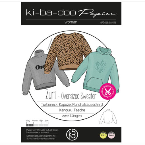 Papierschnittmuster Sweater "Zuri" Gr 32-58 - Kibadoo