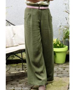 Viskose / Leinen Nadelstreifen - khaki