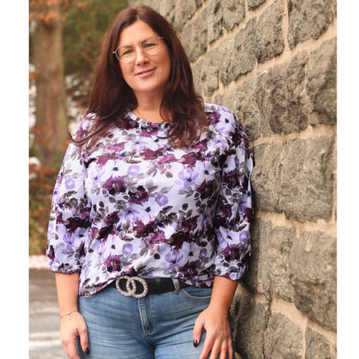 Jersey Baumwolle - "Lena" Blumen - flieder / lila