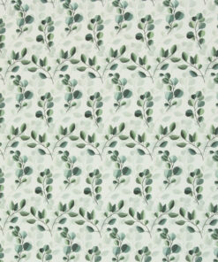 Baumwolle - Eucalyptus - weiss / grün