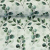 Baumwolle - Eucalyptus - weiss / grün