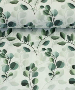 Baumwolle - Eucalyptus - weiss / grün