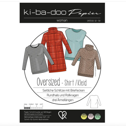 Papierschnittmuster Basic oversized Shirt / Kleid Gr.32-58 - Kibadoo