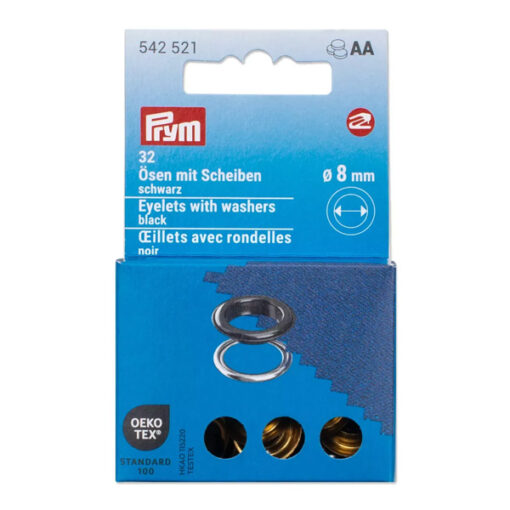 Prym 542521 - Ösen mit Scheiben 8 mm - schwarz