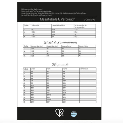 Papierschnittmuster Jackeneinsatz "Wencke" Gr S-XL - Kibadoo