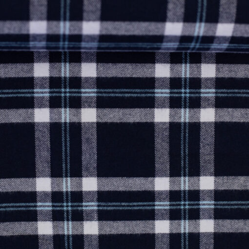 Flanell "Yukon" Karo - dunkelblau