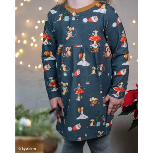 Baumwolljersey- "Weihnachtsmaus " - blau / bunt
