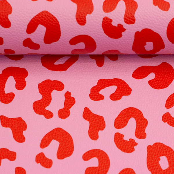 Kunstleder - "Happy Leo by Cherry Picking" rosa/ rot