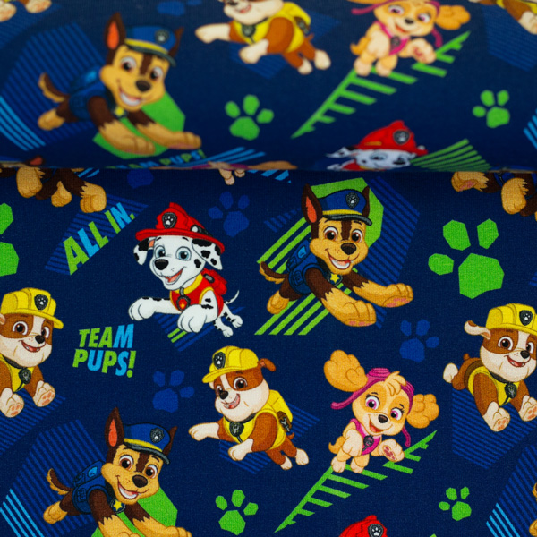 Baumwolljersey- "Paw Patrol " - blau / bunt