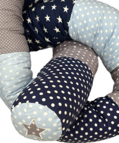 Einzelstück 3m ! Bettschlange Hellbau / dunkelblau / dunkelgrau