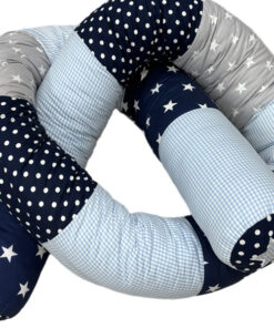 Einzelstück 3m ! Bettschlange Hellbau / dunkelblau / hellgrau